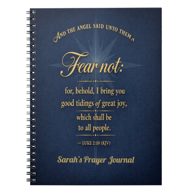 Fear Not Christmas 2026 Scripture Gold Typography Notebook (Front)