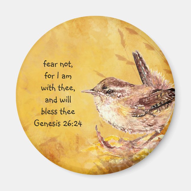 Fear Not Encouragement Watercolor Bird Magnet (Front)
