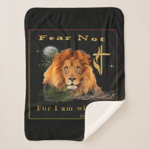 Fear Not for I am With thee Sherpa Blanket