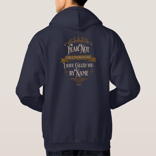 "Fear Not" Gold Cross Vintage Scripture Hoodie (Back)