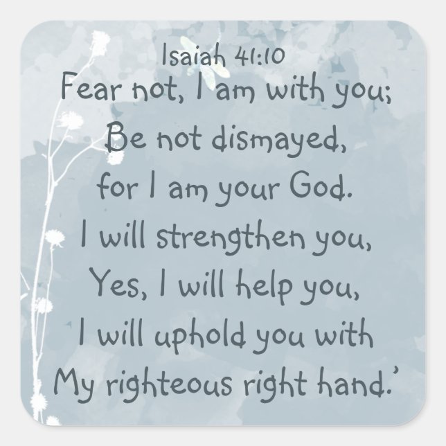 Fear Not, Isaiah Bible Scripture Dragonfly Square Sticker (Front)