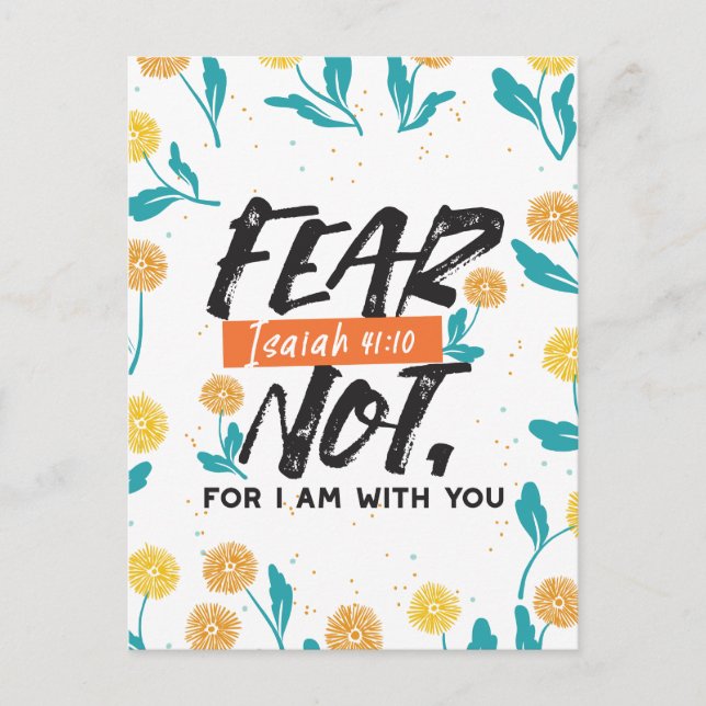 Fear Not Isaiah Bible Verse Inspirational Design Postcard (Front)