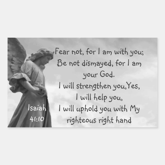 Fear Not, Isaiah Scripture Comforting Angel Rectangular Sticker (Front)