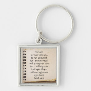 Fear Not, Isaiah Scripture Vintage Note Paper Key Ring