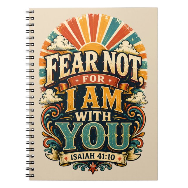 Fear Not Retro Christian Sunburst Vintage Prayer Notebook (Front)