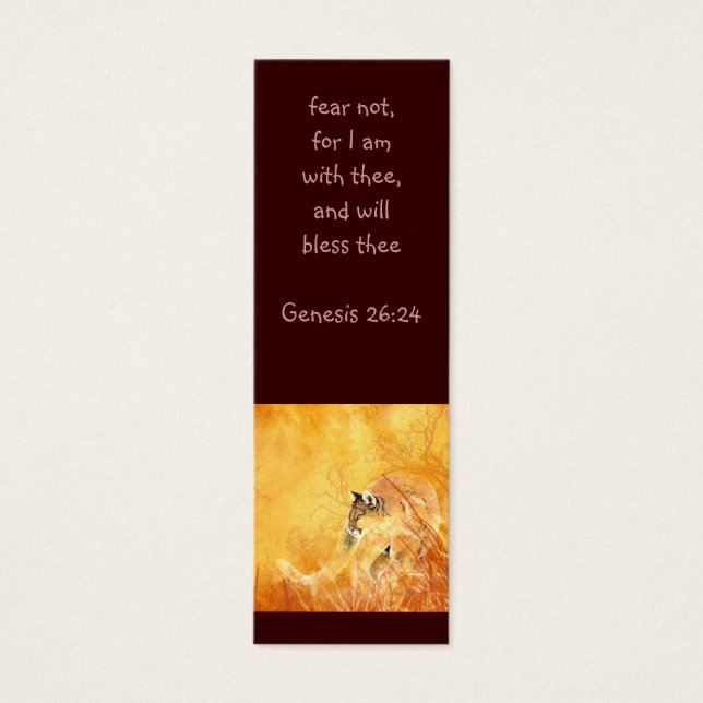 Fear not Scripture Watercolor Cougar Bookmark (Front)