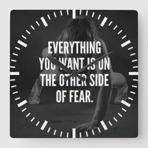 FEAR NOTHING - Women's Workout Motivational Square Wall Clock
