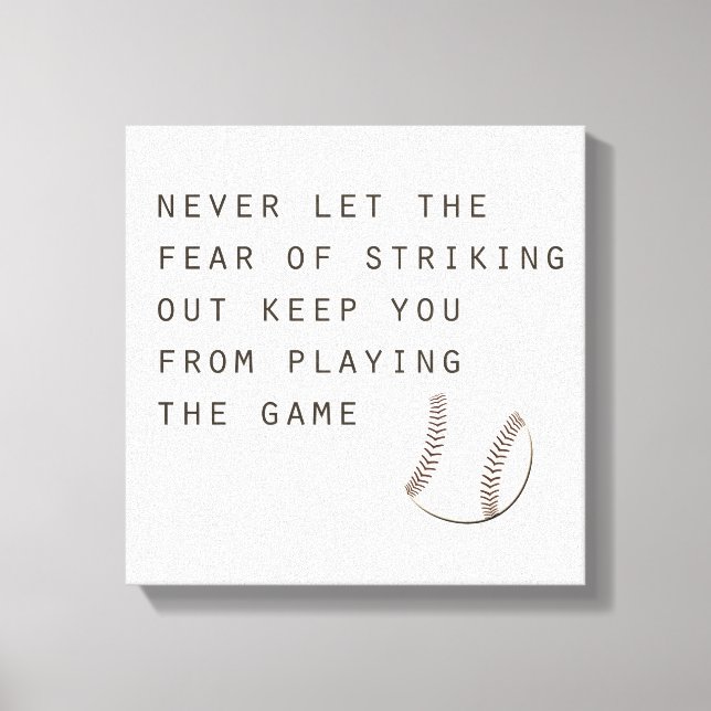 fear of striking out inspirational modern baseball canvas print (Front)