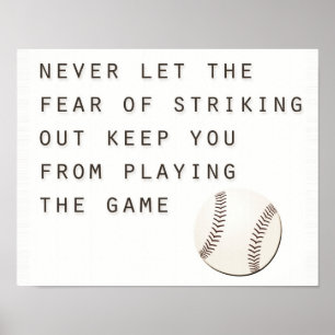 fear of striking out inspirational modern baseball poster