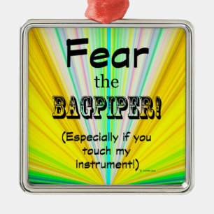 Fear The Bagpiper Metal Tree Decoration