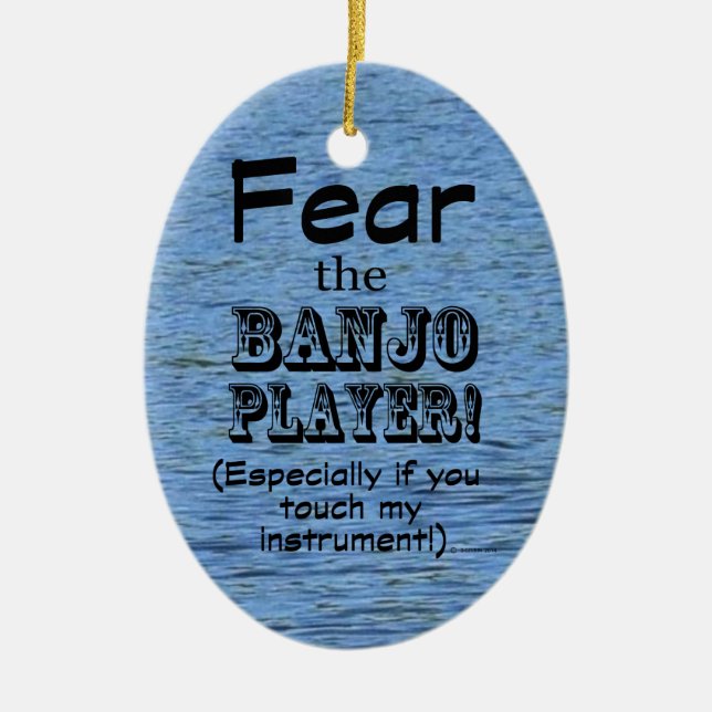 Fear The Banjo Player Ceramic Tree Decoration (Front)