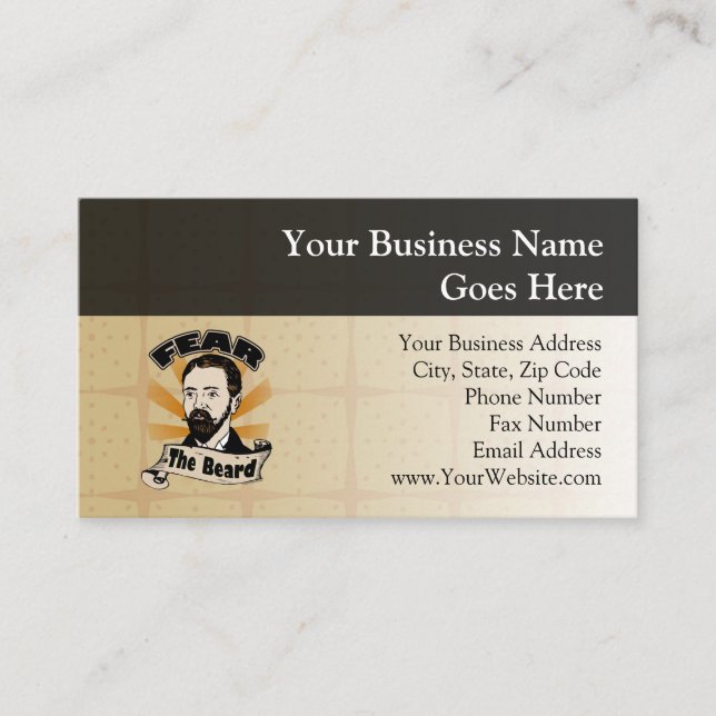 Fear the Beard, Funny Moustache Business Card (Front)