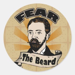 Fear the Beard, Funny Moustache Classic Round Sticker