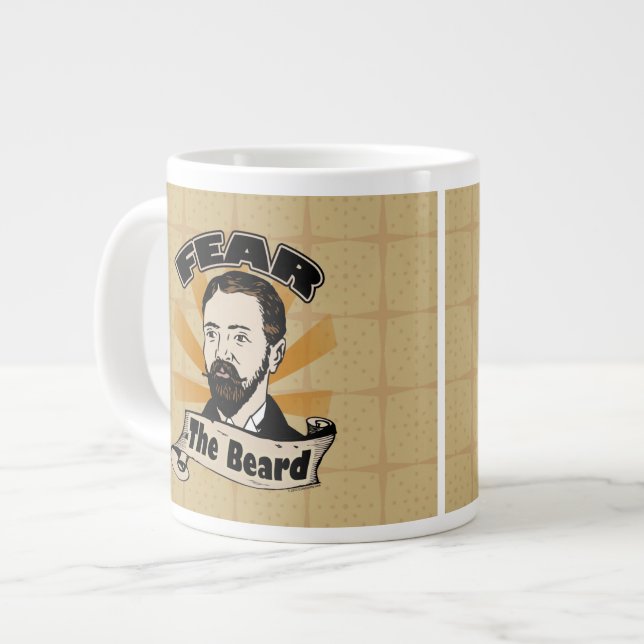 Fear the Beard, Funny Moustache Large Coffee Mug (Front Left)