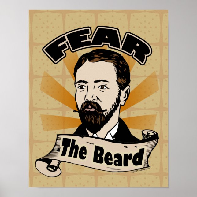 Fear the Beard, Funny Moustache Poster (Front)