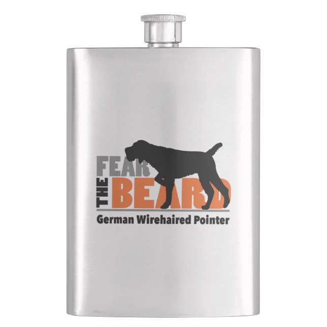 Fear the Beard - German Wirehaired Pointer Hip Flask (Front)