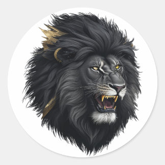 Fear, the black lion classic round sticker