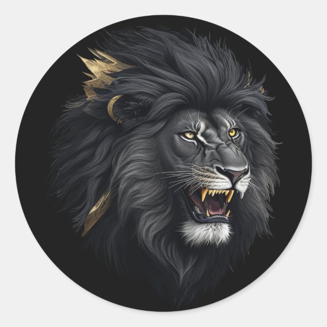 Fear, the black lion classic round sticker (Front)