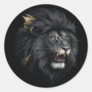 Fear, the black lion classic round sticker