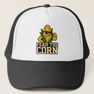 Fear the Corn   Funny Nebraska Corn Mascot Muscle Trucker Hat