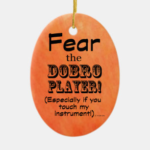 Fear The Dobro Player Ceramic Tree Decoration