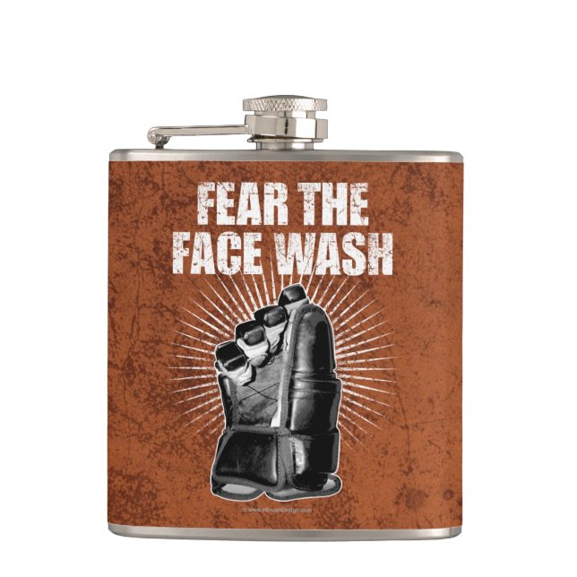 Fear The Face Wash (Hockey) Hip Flask (Front)