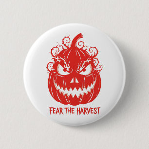 Fear the Harvest Evil Pumpkin Halloween Horror 6 Cm Round Badge