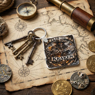 Fear the Kraken Metal Keychain – Krátt