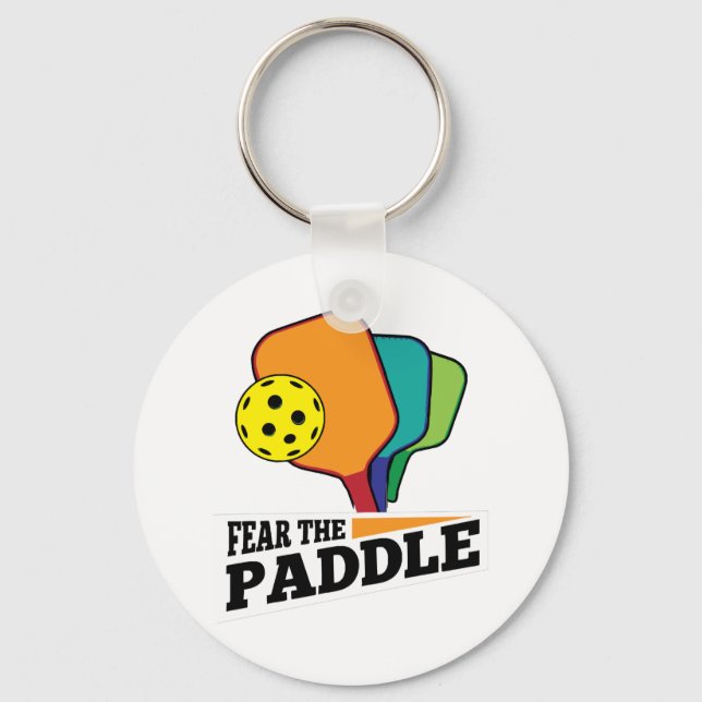 Fear the Paddle Funny Pickleball Picklballs and Pi Key Ring (Front)