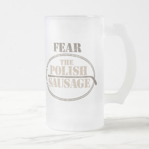 Fear the Polish Sausage (Hockey) Frosted Glass Beer Mug