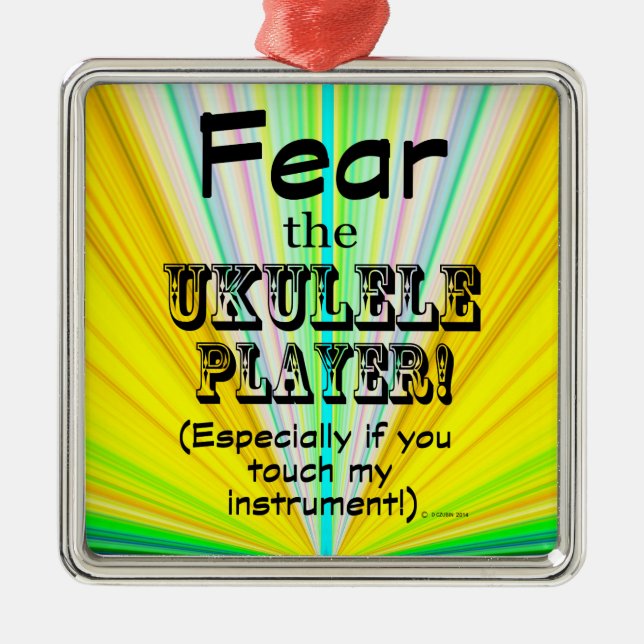 Fear The Ukulele Player Metal Tree Decoration (Front)