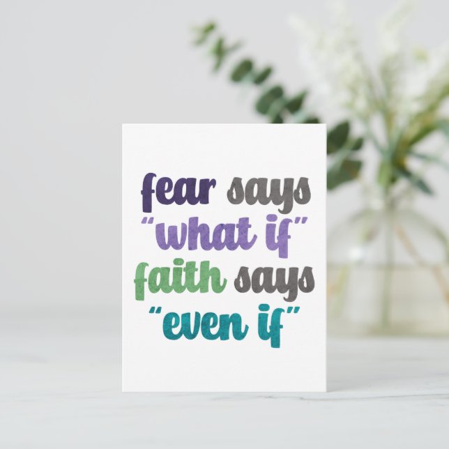 Fear Versus Faith Quote Postcard (Standing Front)