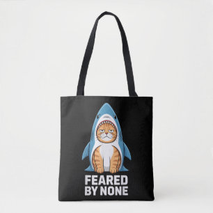 Feared By None Funny Cat in Shark Costume Humour Tote Bag