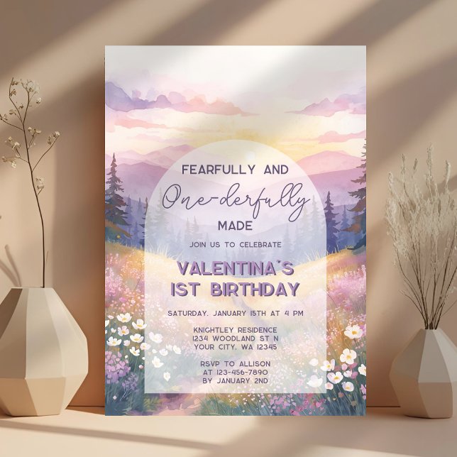 Fearfully and Onederfully Made Girl First Birthday Invitation (Creator Uploaded)