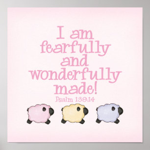 Fearfully and Wonderfully Made 12x12 Print - Pink