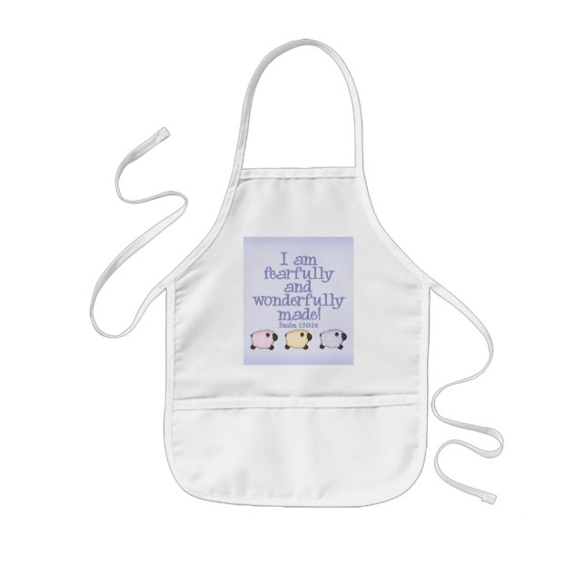 Fearfully and Wonderfully Made - Blue Kids Apron (Front)