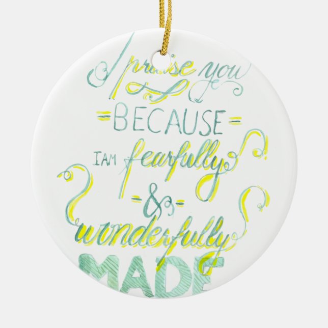 Fearfully and Wonderfully Made Ceramic Tree Decoration (Front)