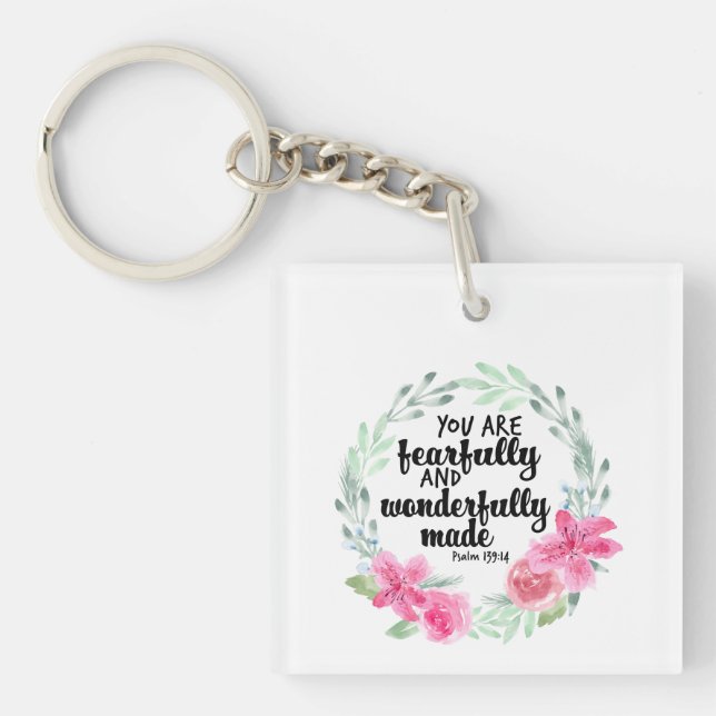 Fearfully and wonderfully made key ring (Front)
