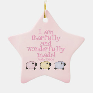 Fearfully and Wonderfully Made - Pink Ceramic Tree Decoration