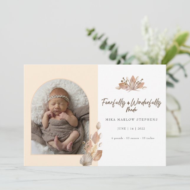 Fearfully & Wonderfully Made Baby Announcement (Standing Front)