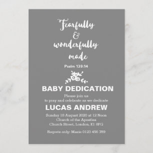 Fearfully & Wonderfully Made Baby Dedication Invitation