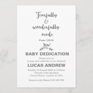 Fearfully & Wonderfully Made Baby Dedication Invitation