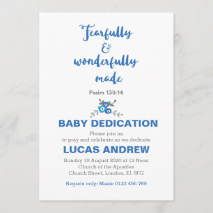 Fearfully & Wonderfully Made Baby Dedication Invitation