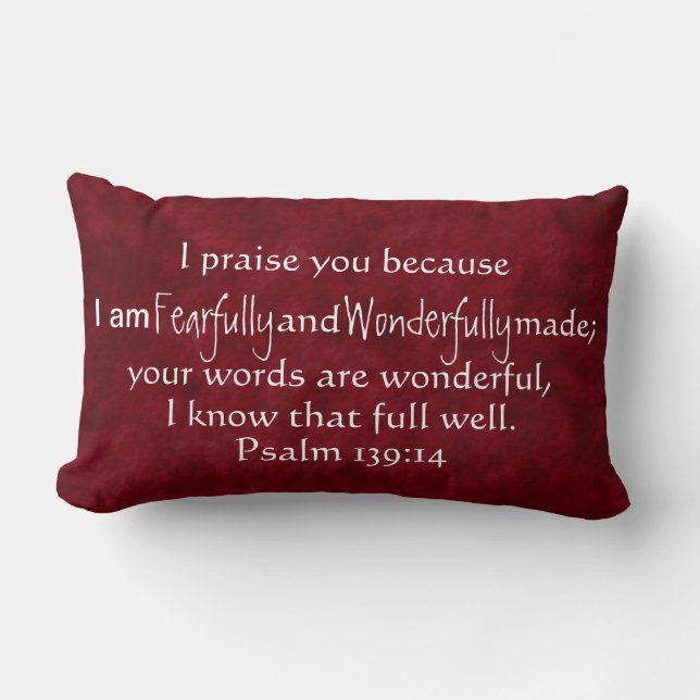fearfully wonderfully made bible verse Psalms Lumbar Cushion (Front)