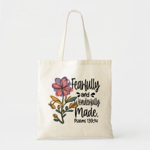 Fearfully Wonderfully Made Flowers Christian Bible Tote Bag