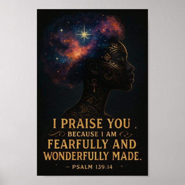 Fearfully & Wonderfully Melanated – Psalm 139:14 Poster (Front)