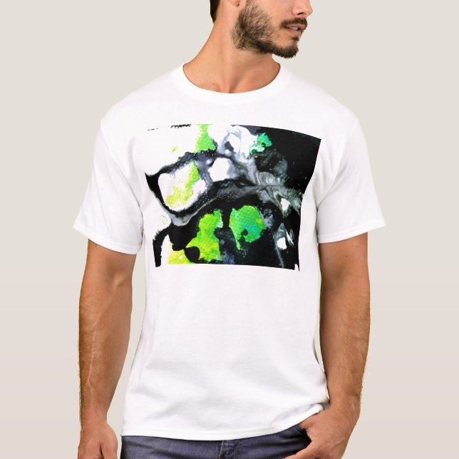Fearless abstract painting black white green T-Shirt (Front)
