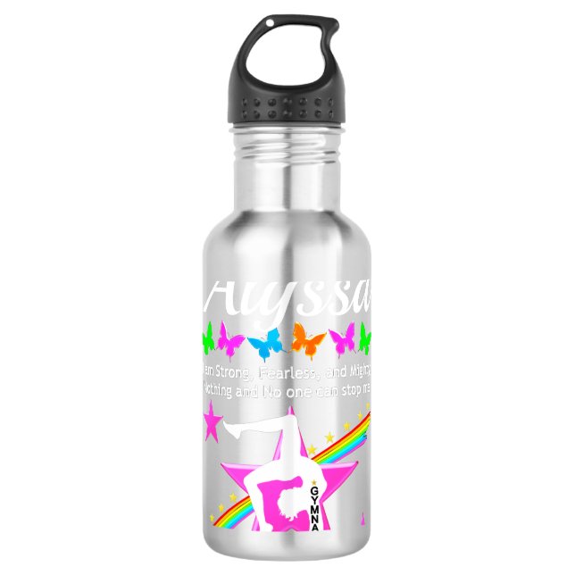 FEARLESS AND STRONG GYMNAST CUSTOM WATER BOTTLE (Front)