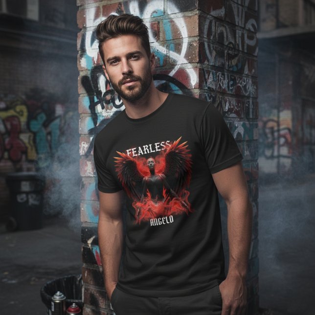 Fearless Angelo Dark Winged Guardian Graphic T-Shirt (Creator Uploaded)