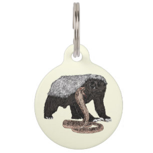 Fearless Badass Honey Badger a attacking Cobra Art Pet Tag